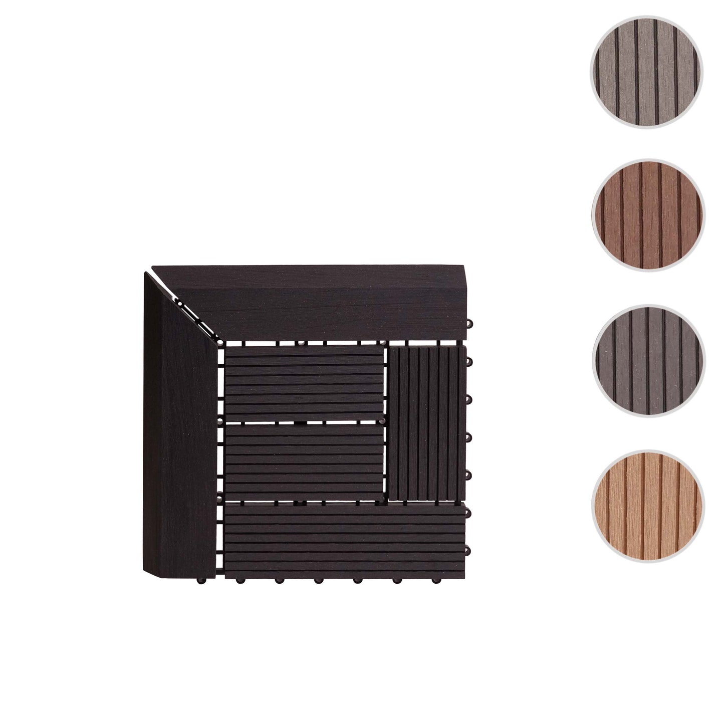 Cosmo Casa - Hoekvloertegel - Offset - WPC - Antraciet - 30×30 cm