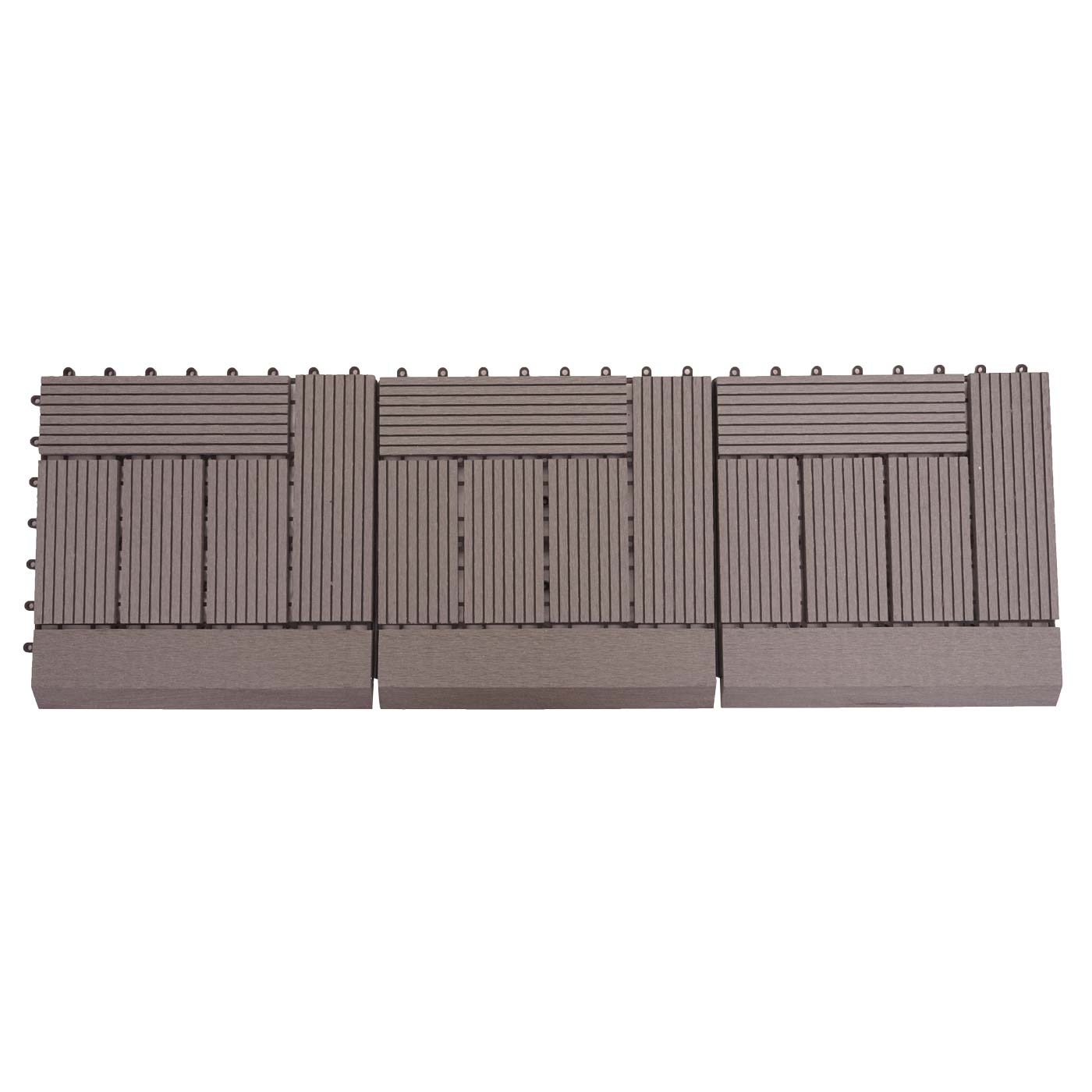 Cosmo Casa - WPC Vloertegel Rhone + Afwerking - Houtlook Balkon/Terras - WPC - Grijs Offset - 11×30×30 cm = 1 m² Premium