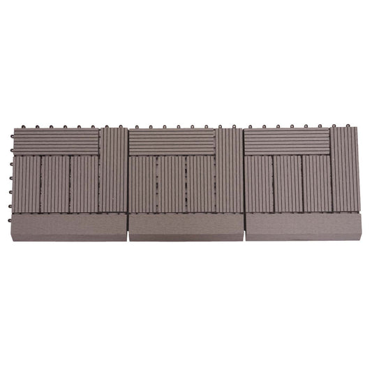 Cosmo Casa - WPC Vloertegel Rhone + Afwerking - Houtlook Balkon/Terras - WPC - Grijs Offset - 11×30×30 cm = 1 m² Premium