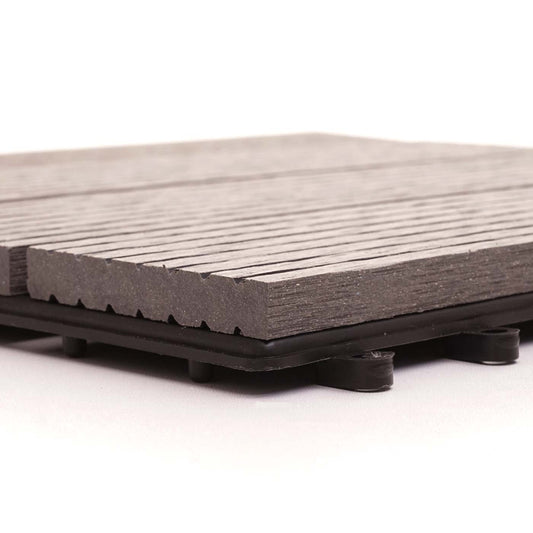 Cosmo Casa - WPC Vloertegel Rhone + Afwerking - Houtlook Balkon/Terras - WPC - Grijs Offset - 11×30×30 cm = 1 m² Premium