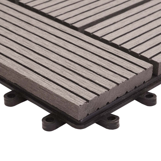 Cosmo Casa - WPC Vloertegel Rhone + Afwerking - Houtlook Balkon/Terras - WPC - Grijs Offset - 11×30×30 cm = 1 m² Premium