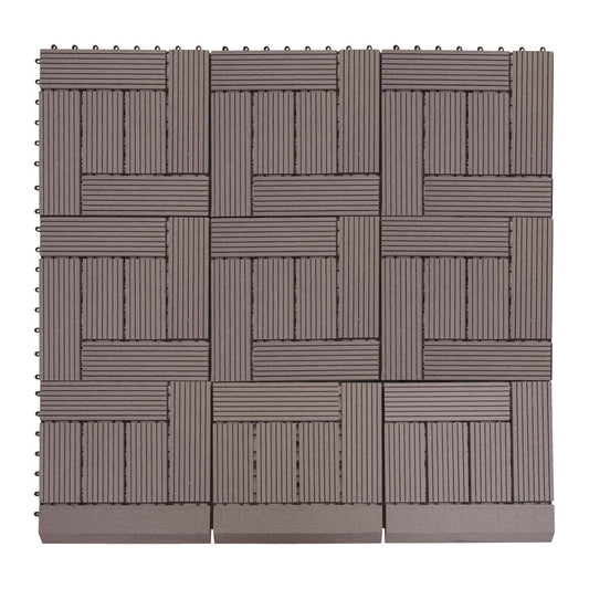 Cosmo Casa - WPC Vloertegel Rhone + Afwerking - Houtlook Balkon/Terras - WPC - Grijs Offset - 11×30×30 cm = 1 m² Premium