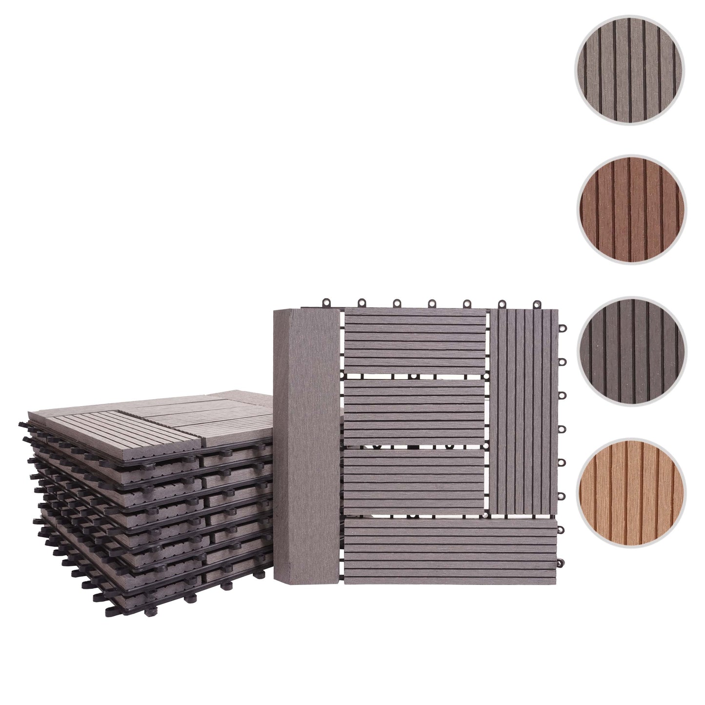 Cosmo Casa - WPC Vloertegel Rhone + Afwerking - Houtlook Balkon/Terras - WPC - Grijs Offset - 11×30×30 cm = 1 m² Premium