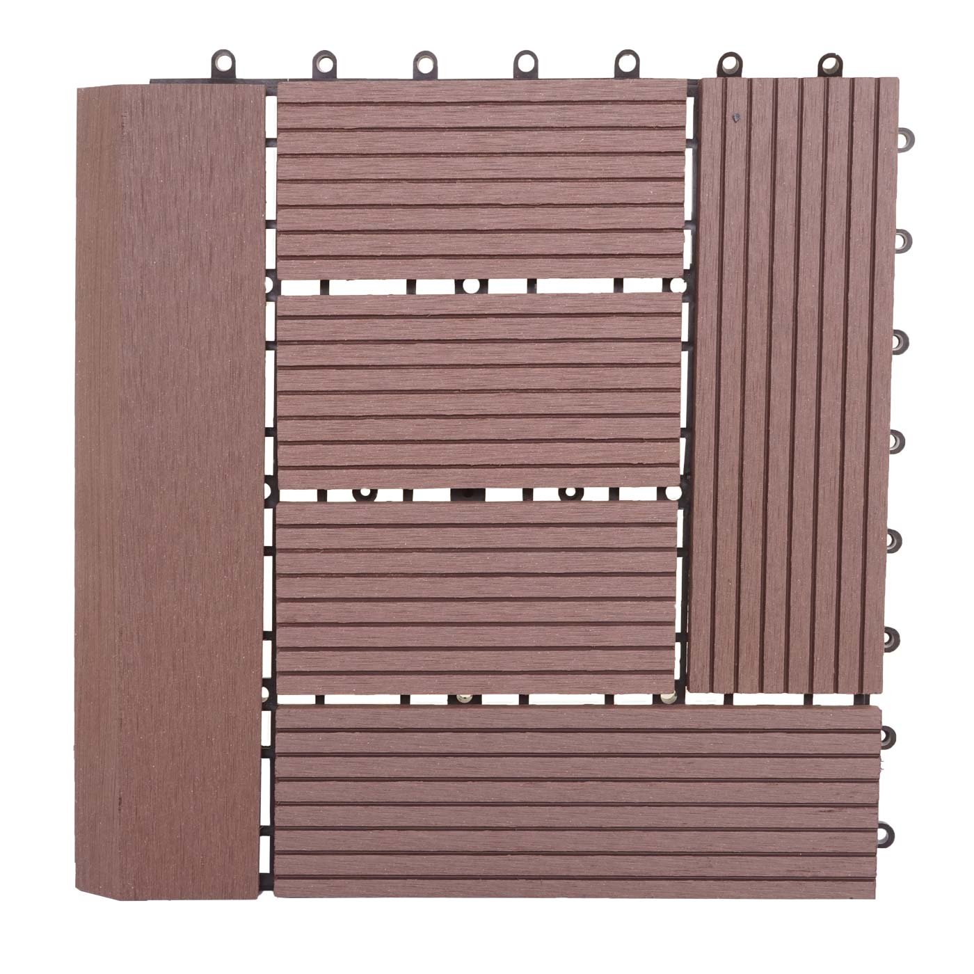 Cosmo Casa - WPC Vloertegel Rhone + Afwerking - Houtlook Balkon/Terras - WPC - Koffie Offset - 11×30×30 cm = 1 m² Premium