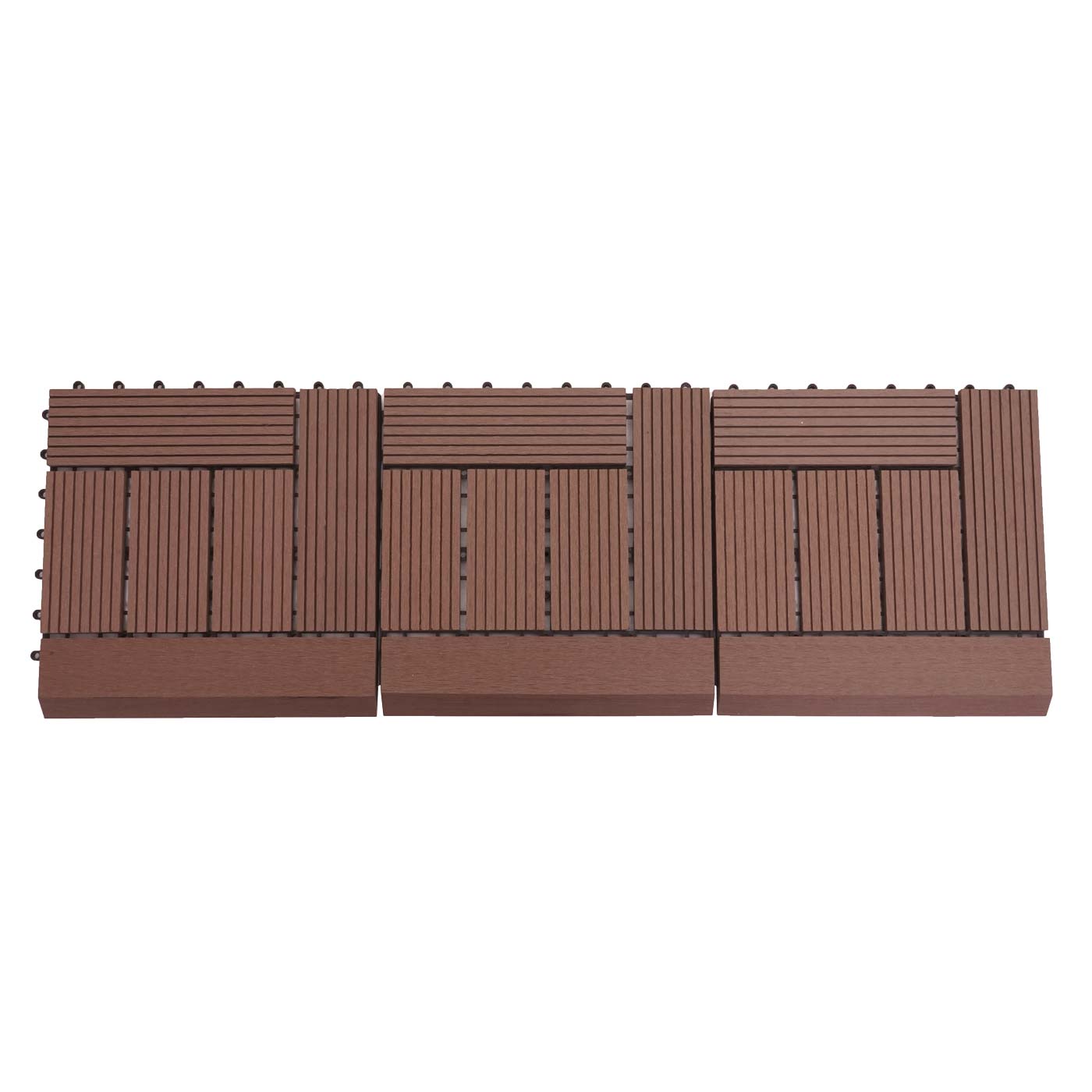 Cosmo Casa - WPC Vloertegel Rhone + Afwerking - Houtlook Balkon/Terras - WPC - Koffie Offset - 11×30×30 cm = 1 m² Premium