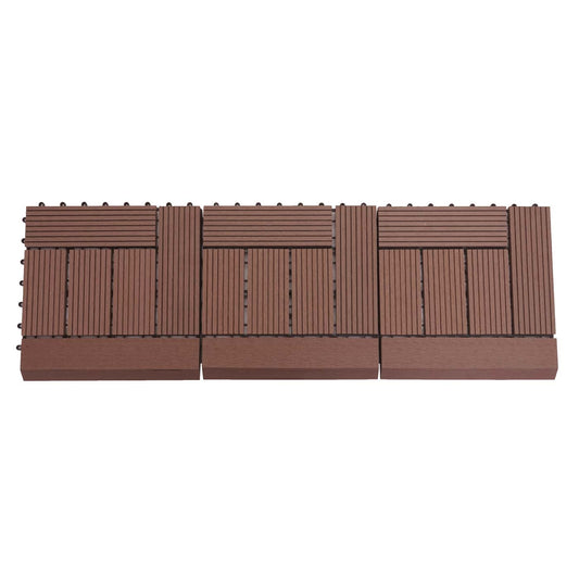 Cosmo Casa - WPC Vloertegel Rhone + Afwerking - Houtlook Balkon/Terras - WPC - Koffie Offset - 11×30×30 cm = 1 m² Premium