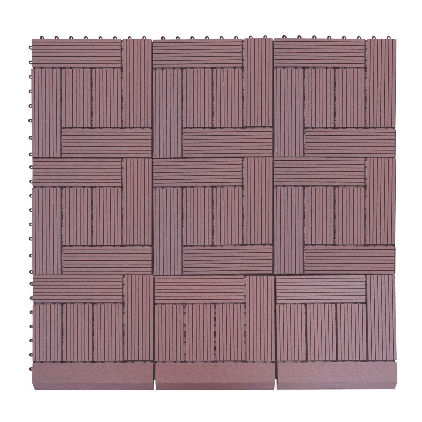 Cosmo Casa - WPC Vloertegel Rhone + Afwerking - Houtlook Balkon/Terras - WPC - Koffie Offset - 11×30×30 cm = 1 m² Premium