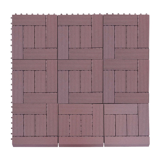 Cosmo Casa - WPC Vloertegel Rhone + Afwerking - Houtlook Balkon/Terras - WPC - Koffie Offset - 11×30×30 cm = 1 m² Premium