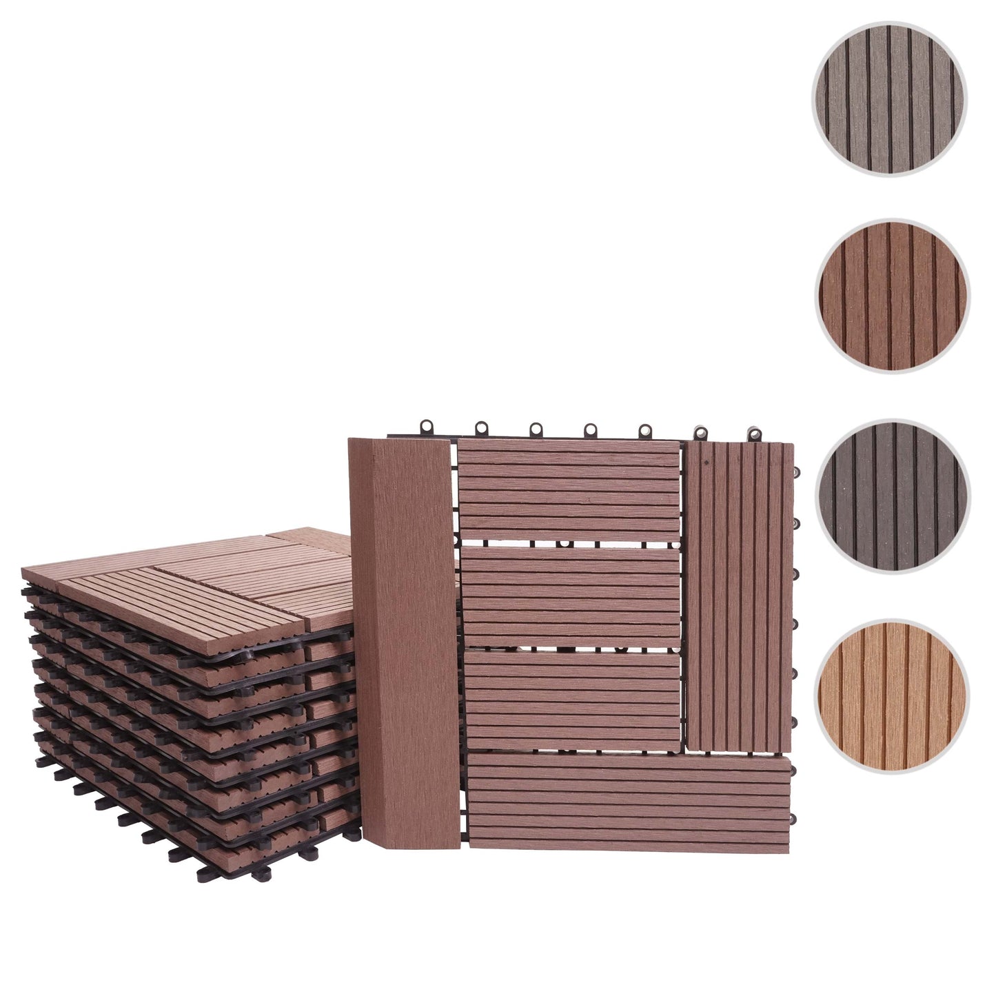 Cosmo Casa - WPC Vloertegel Rhone + Afwerking - Houtlook Balkon/Terras - WPC - Koffie Offset - 11×30×30 cm = 1 m² Premium