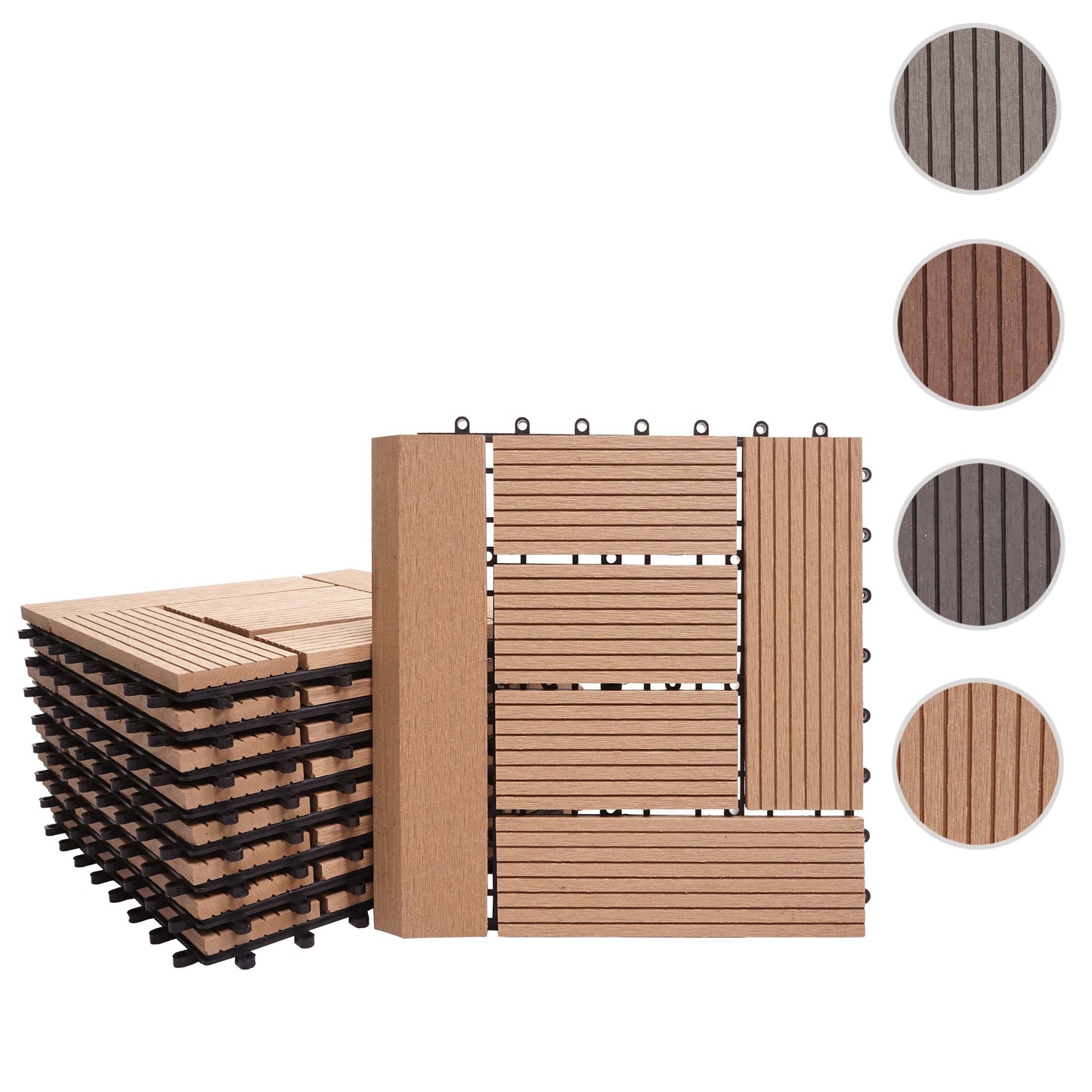 Cosmo Casa - WPC Vloertegel Rhone + Afwerking - Houtlook Balkon/Terras - WPC - Teak Offset - 11×30×30 cm = 1 m² Premium