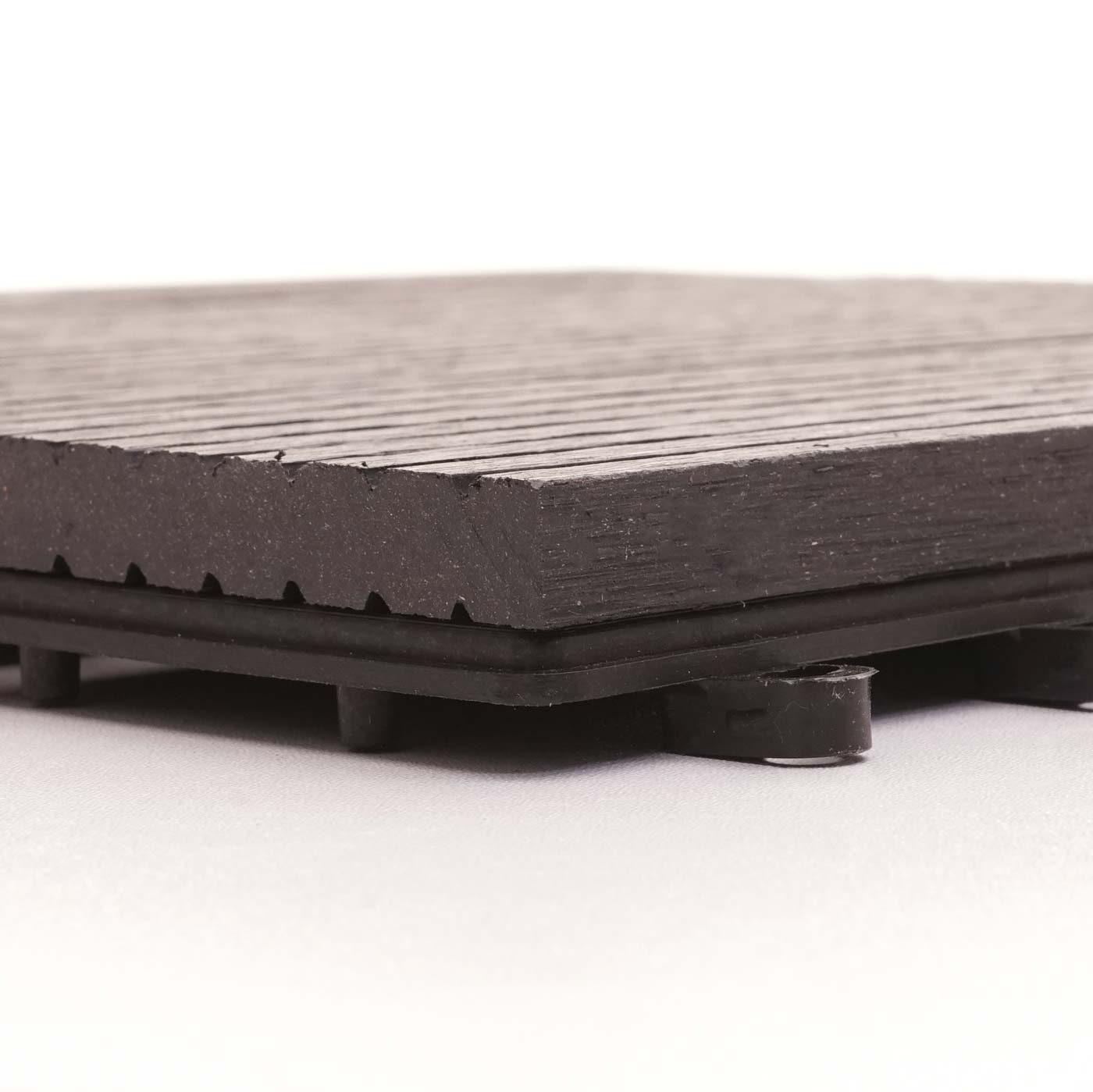 Cosmo Casa - WPC Vloertegel Rhone + Afwerking - Houtlook Balkon/Terras - WPC - Antraciet Offset - 11×30×30 cm = 1 m² Premium