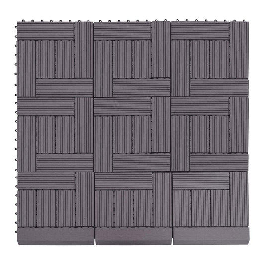 Cosmo Casa - WPC Vloertegel Rhone + Afwerking - Houtlook Balkon/Terras - WPC - Antraciet Offset - 11×30×30 cm = 1 m² Premium