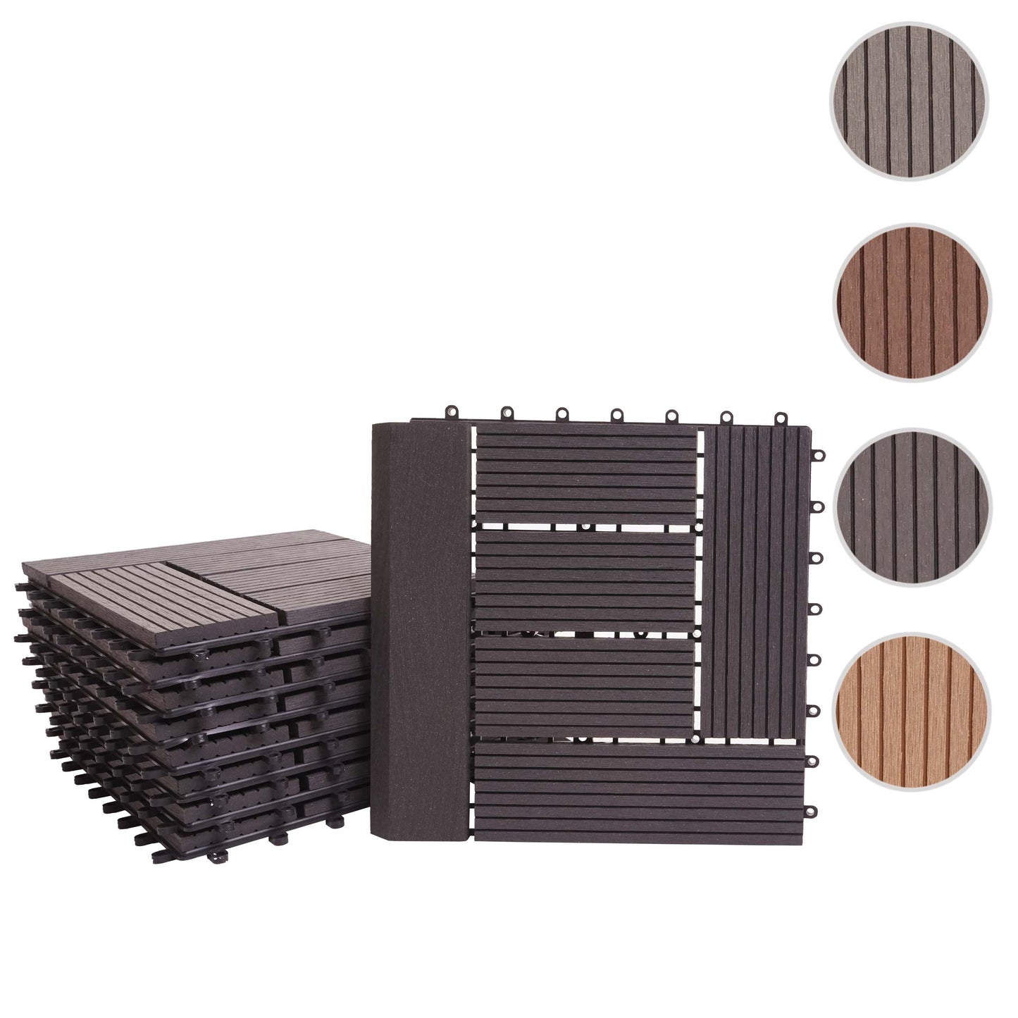 Cosmo Casa - WPC Vloertegel Rhone + Afwerking - Houtlook Balkon/Terras - WPC - Antraciet Offset - 11×30×30 cm = 1 m² Premium