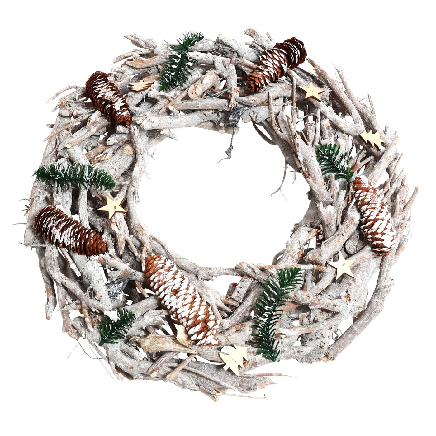 Cosmo Casa - Adventskrans - XXL - Hout - Witgrijs - 48 cm