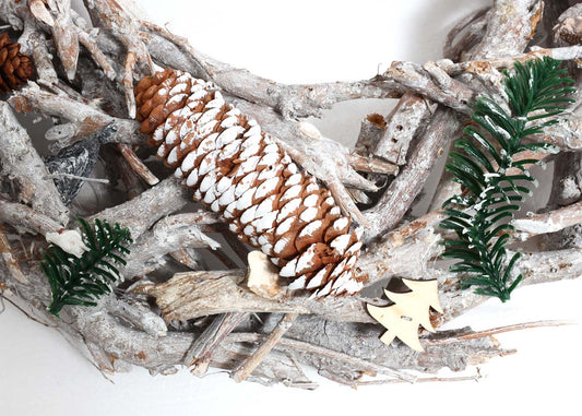 Cosmo Casa - Adventskrans - XXL - Hout - Witgrijs - 48 cm