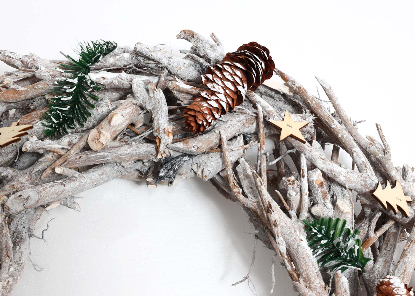 Cosmo Casa - Adventskrans - XXL - Hout - Witgrijs - 48 cm