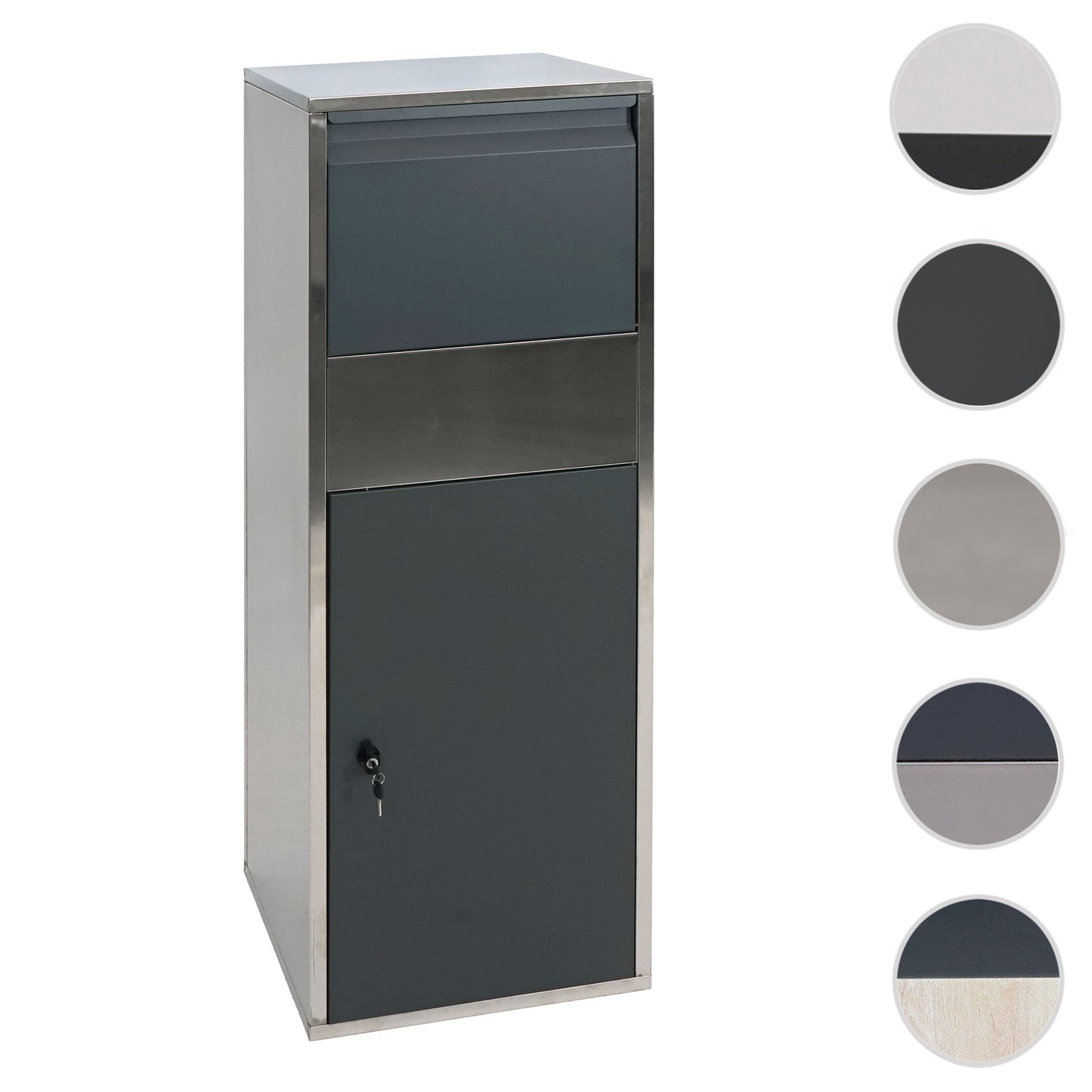 Cosmo Casa - Pakketbus staande brievenbus maat XL - Pakketbrievenbus - RVS - Antraciet