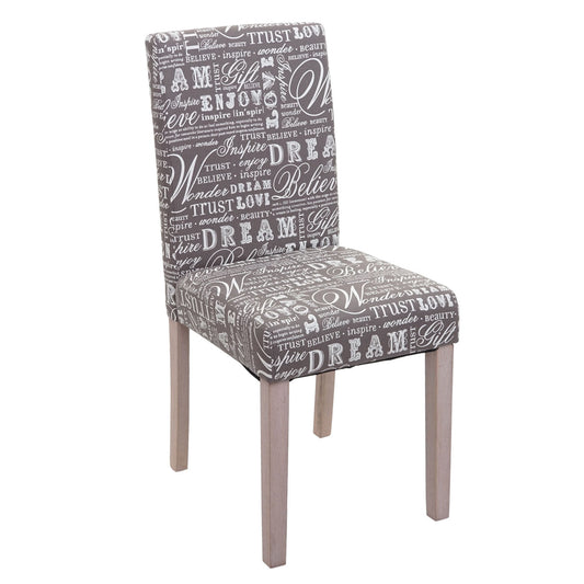 Cosmo Casa - Eetkamerstoelen set van 2 - Met opschrift - Textiel - Grijs-eikenlook