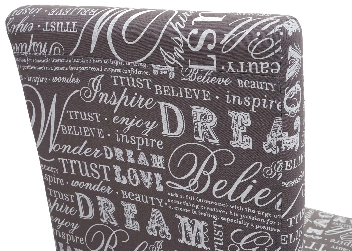 Cosmo Casa - Eetkamerstoelen set van 2 - Met opschrift - Textiel - Grijs-eikenlook