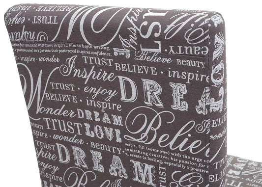 Cosmo Casa - Eetkamerstoelen set van 2 - Met opschrift - Textiel - Grijs-eikenlook