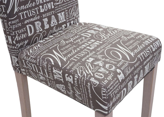 Cosmo Casa - Eetkamerstoelen set van 2 - Met opschrift - Textiel - Grijs-eikenlook