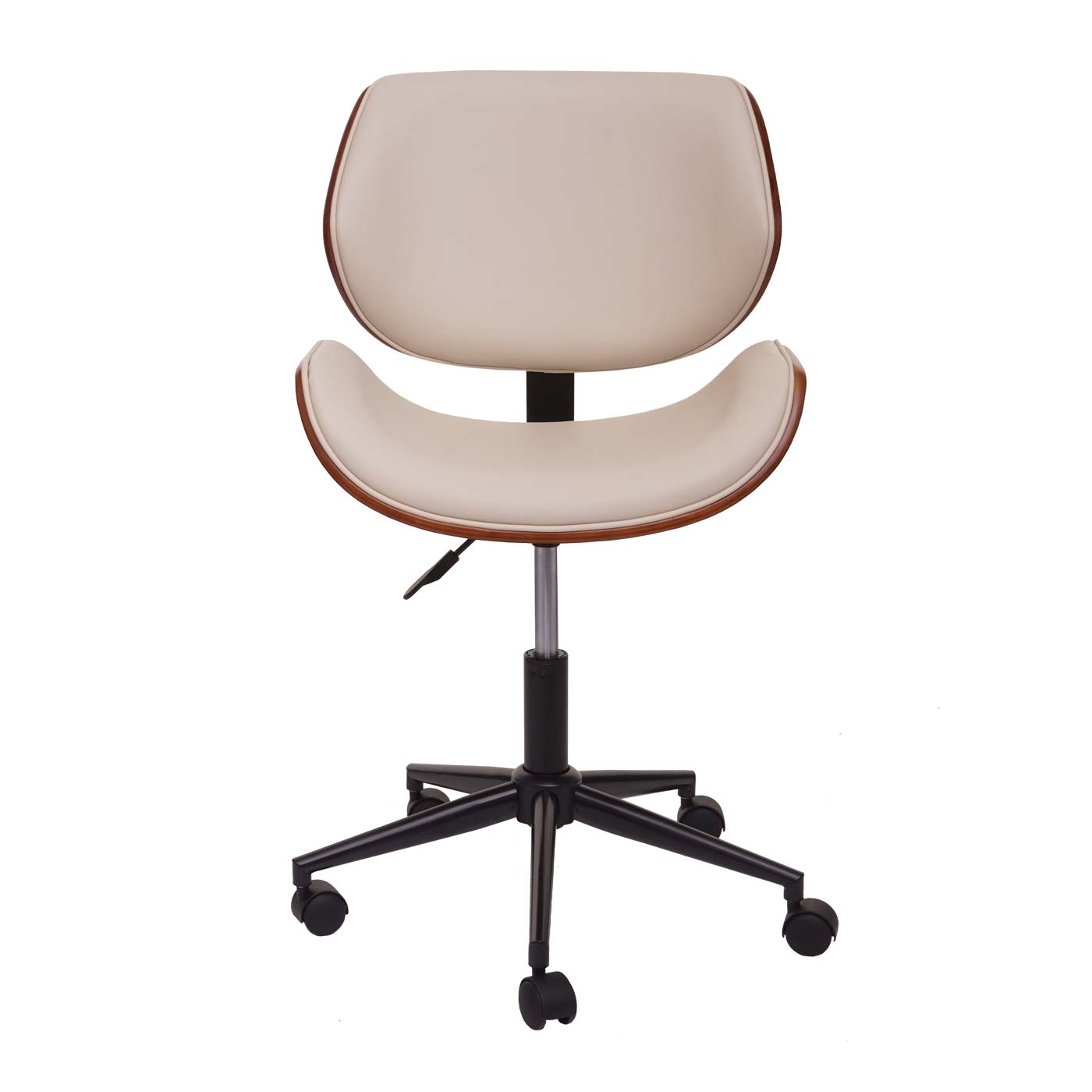 Cosmo Casa - Bureaustoel - Draaistoel - Gebogen hout - Kunstleer crème