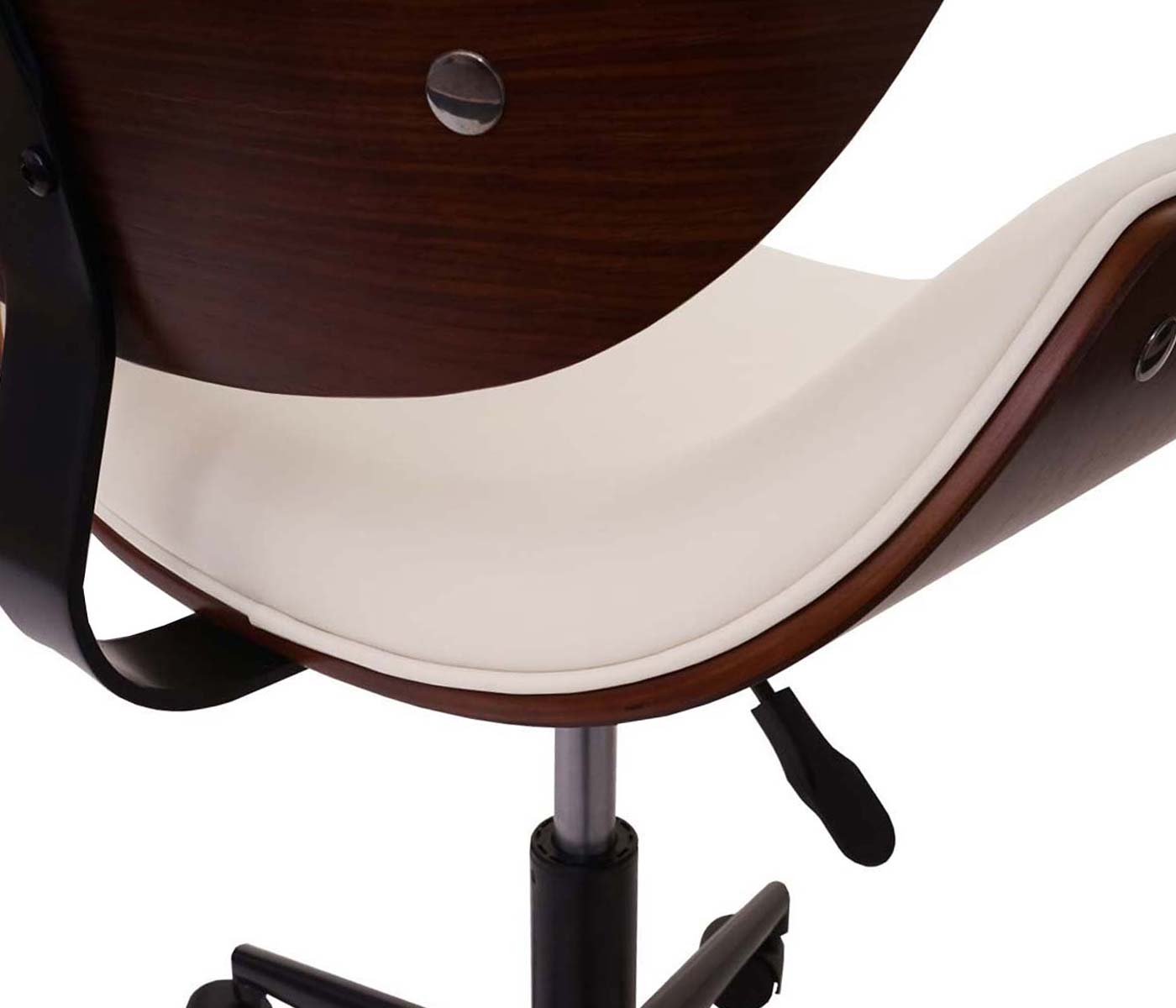 Cosmo Casa - Bureaustoel - Draaistoel - Gebogen hout - Kunstleer crème