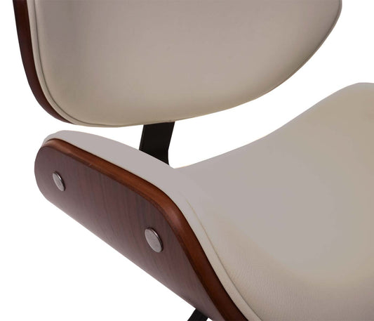 Cosmo Casa - Bureaustoel - Draaistoel - Gebogen hout - Kunstleer crème