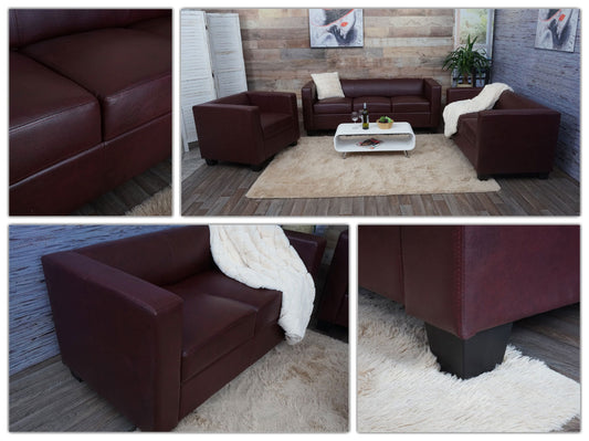 Cosmo Casa - Bankstel - Lounge Set Lille - Kunstleer - Roodbruin