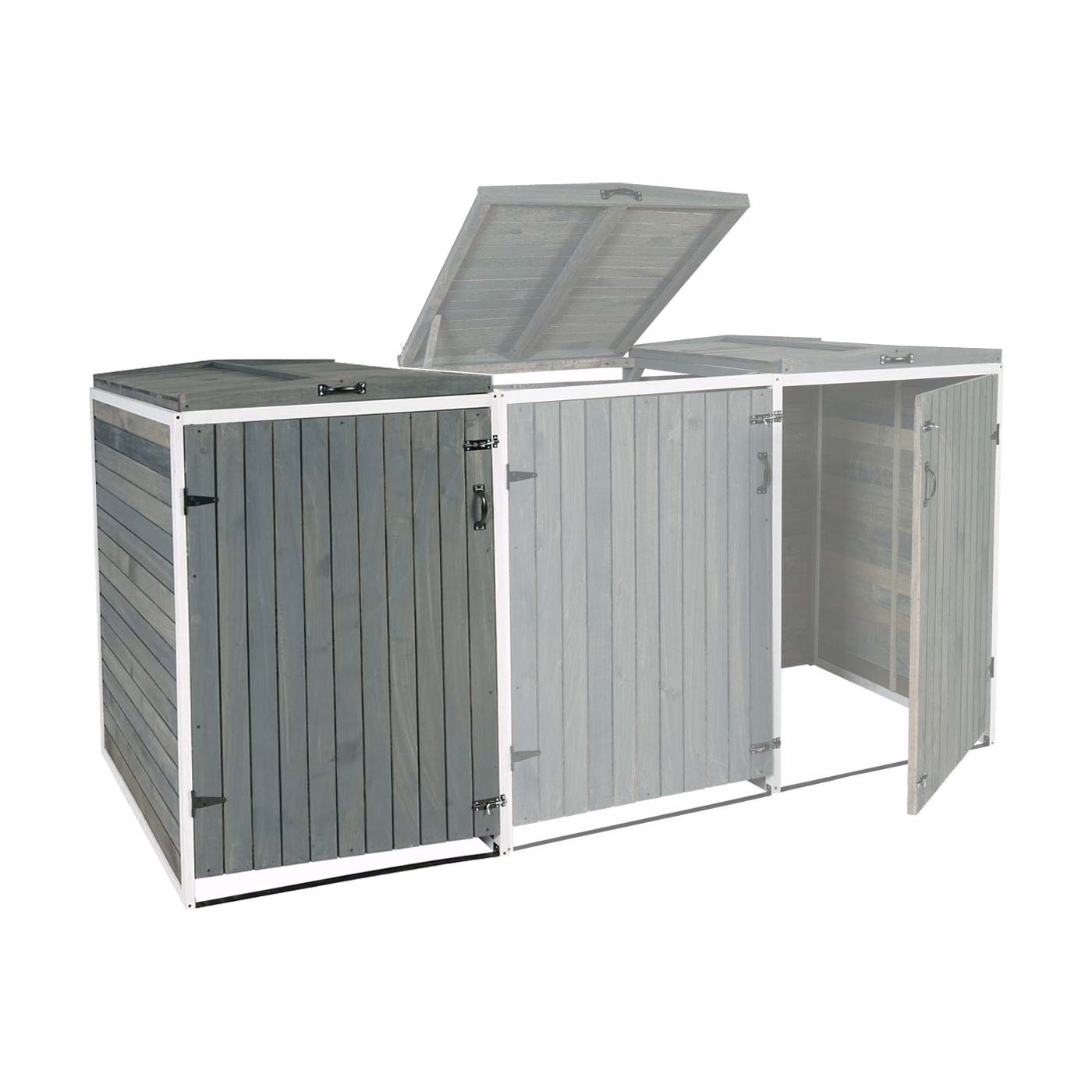 Cosmo Casa - Afvalbakbekleding - Uitbreidbaar - Hout - Grijs-wit - 126×80×98 cm