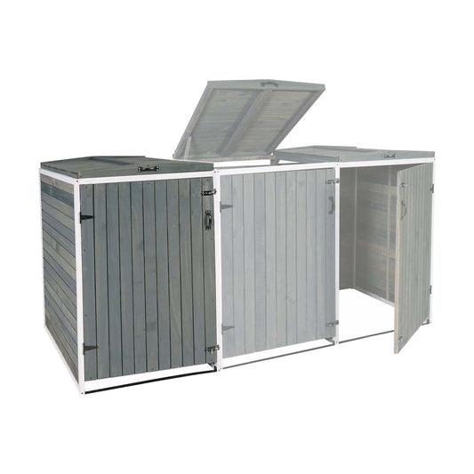 Cosmo Casa - Afvalbakbekleding - Uitbreidbaar - Hout - Grijs-wit - 126×80×98 cm