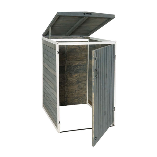 Cosmo Casa - Afvalbakbekleding - Uitbreidbaar - Hout - Grijs-wit - 126×80×98 cm