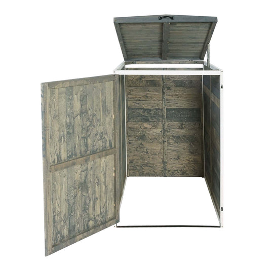 Cosmo Casa - Afvalbakbekleding - Uitbreidbaar - Hout - Grijs-wit - 126×80×98 cm