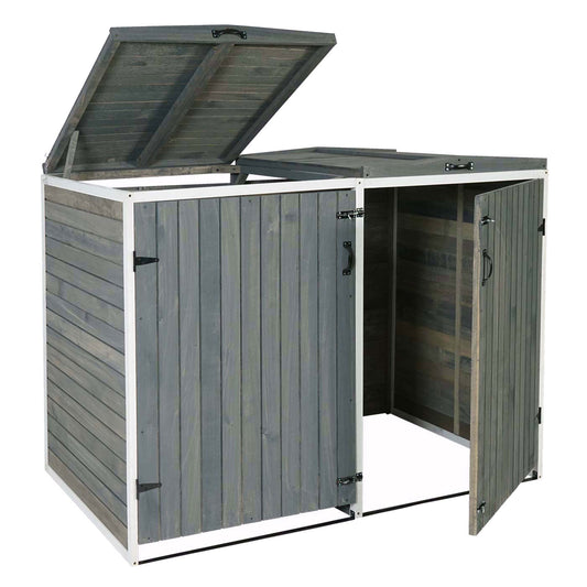 Cosmo Casa - Afvalbakbekleding - Uitbreidbaar - Hout - Grijs-wit - 126×158×98 cm