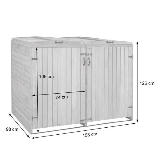Cosmo Casa - Afvalbakbekleding - Uitbreidbaar - Hout - Grijs-wit - 126×158×98 cm