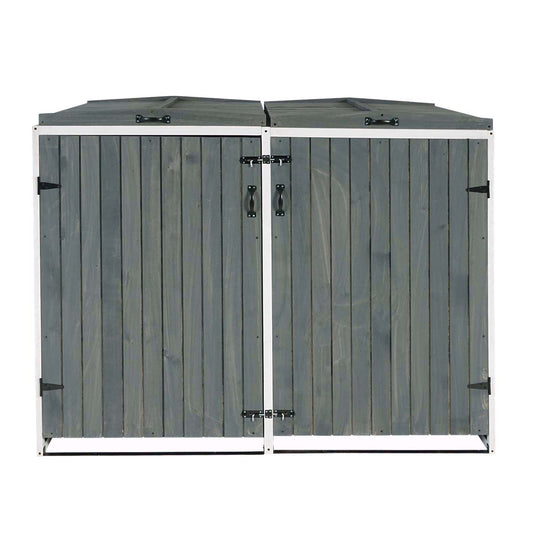 Cosmo Casa - Afvalbakbekleding - Uitbreidbaar - Hout - Grijs-wit - 126×158×98 cm