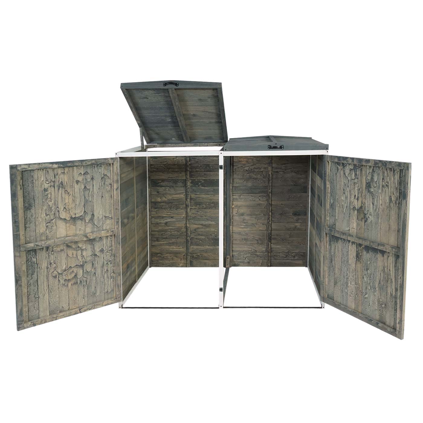 Cosmo Casa - Afvalbakbekleding - Uitbreidbaar - Hout - Grijs-wit - 126×158×98 cm