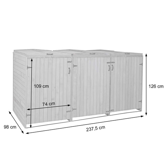Cosmo Casa - Afvalbakbekleding - Uitbreidbaar - Hout - Grijs-wit - 126×238×98 cm