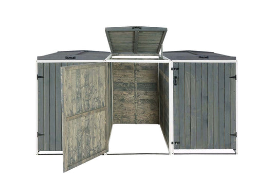 Cosmo Casa - Afvalbakbekleding - Uitbreidbaar - Hout - Grijs-wit - 126×238×98 cm