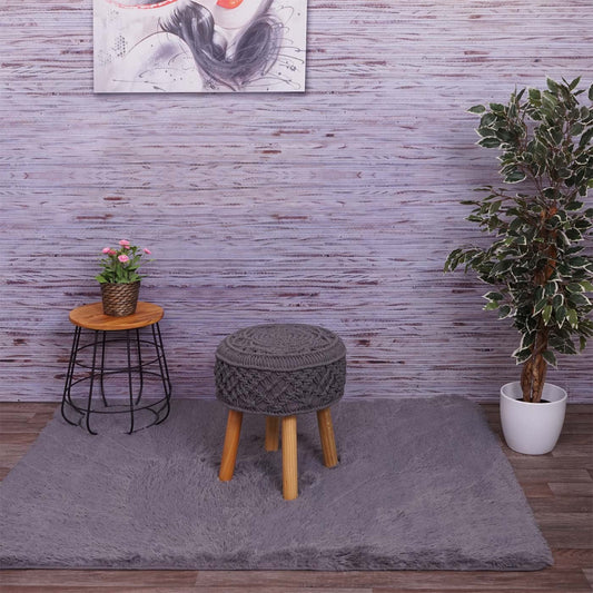 Cosmo Casa - Kruk - Gebreid - Textiel - Donkergrijs - 45×41 cm