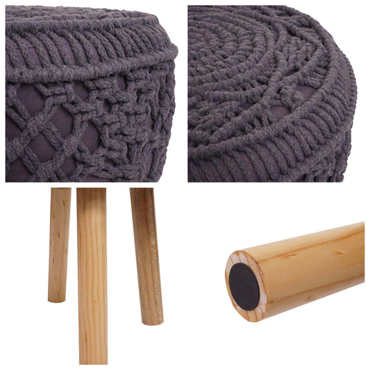 Cosmo Casa - Kruk - Gebreid - Textiel - Donkergrijs - 45×41 cm