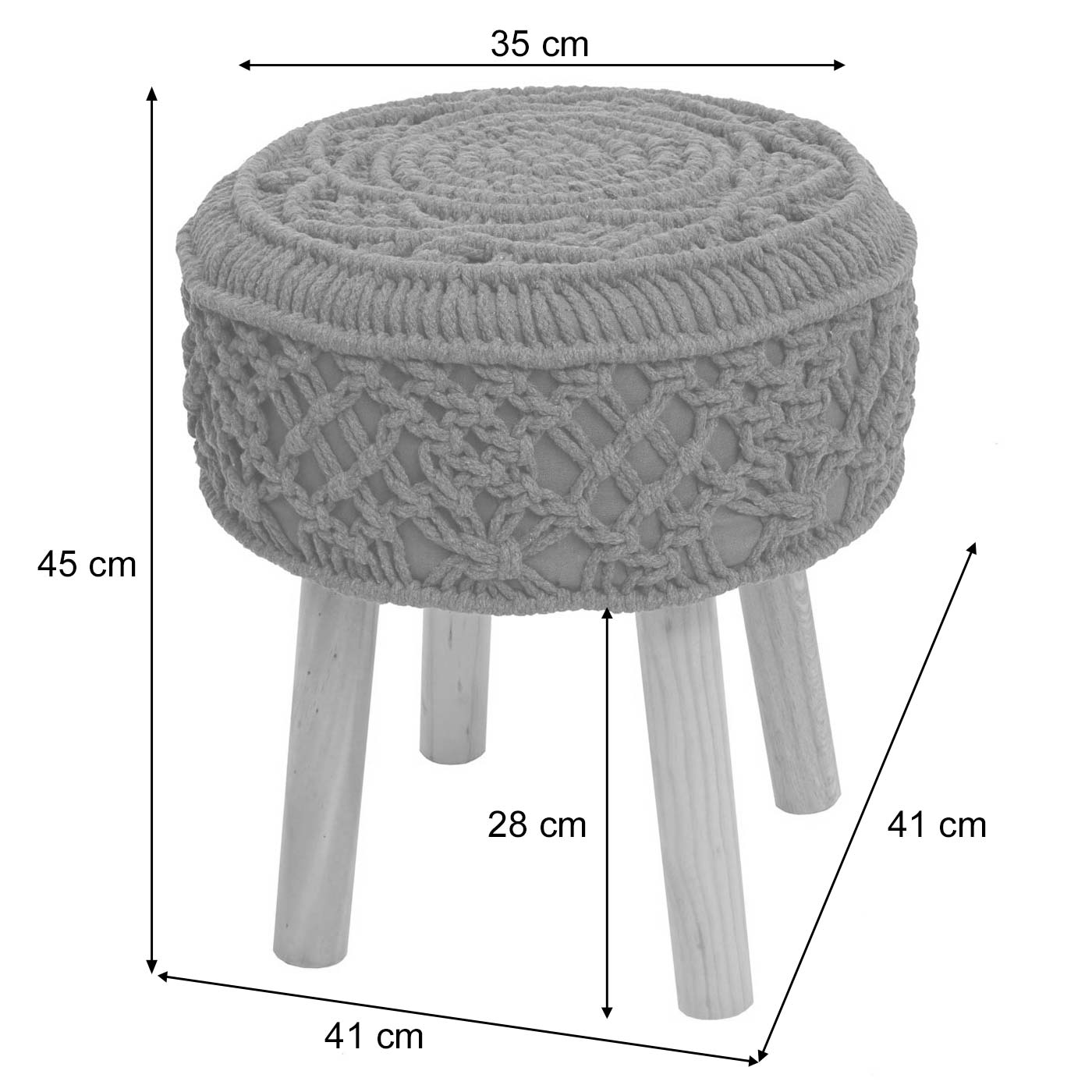 Cosmo Casa - Kruk - Gebreid - Textiel - Crèmebeige - 45×41 cm