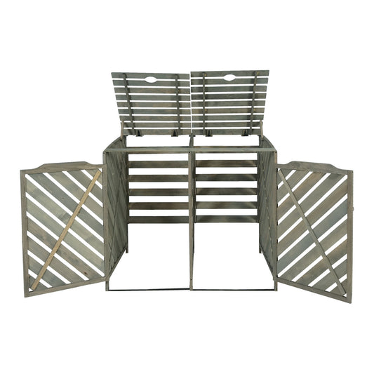 Cosmo Casa - Afvalbakbekleding - Uitbreidbaar - Hout - Grijs - 121×133×98 cm