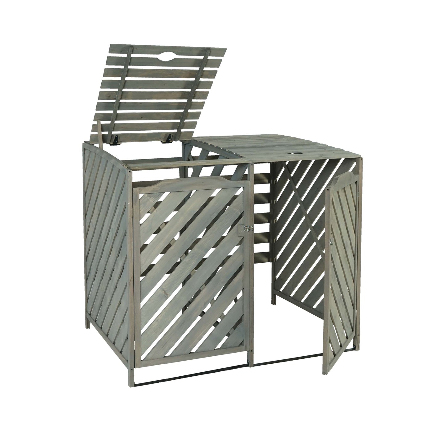 Cosmo Casa - Afvalbakbekleding - Uitbreidbaar - Hout - Grijs - 121×133×98 cm