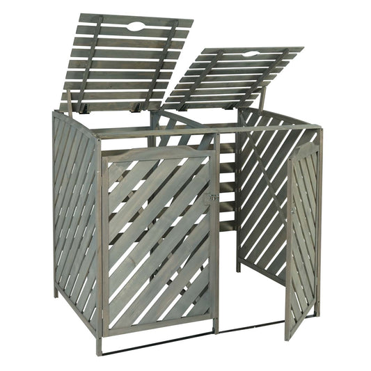 Cosmo Casa - Afvalbakbekleding - Uitbreidbaar - Hout - Grijs - 121×133×98 cm