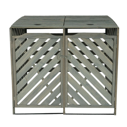 Cosmo Casa - Afvalbakbekleding - Uitbreidbaar - Hout - Grijs - 121×133×98 cm