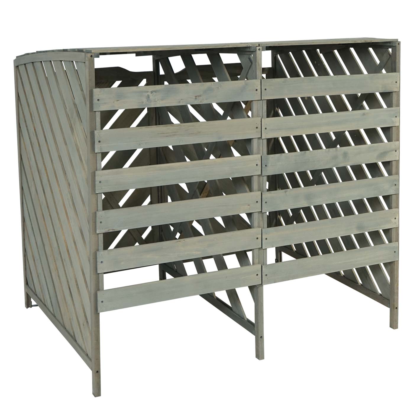 Cosmo Casa - Afvalbakbekleding - Uitbreidbaar - Hout - Grijs - 121×133×98 cm