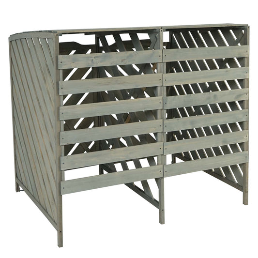 Cosmo Casa - Afvalbakbekleding - Uitbreidbaar - Hout - Grijs - 121×133×98 cm