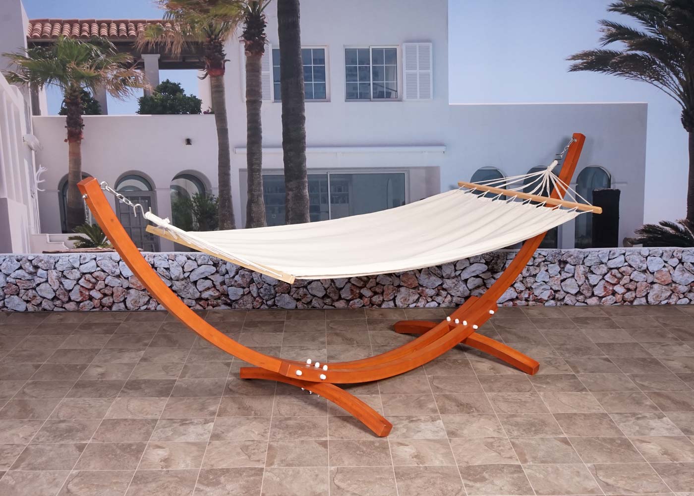 Cosmo Casa - Hangmat met frame - FSC - Hout - Bruin - 320 cm