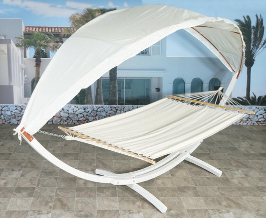 Cosmo Casa - Hangmat - Hangend - Textiel & Hout - Wit - 420 cm